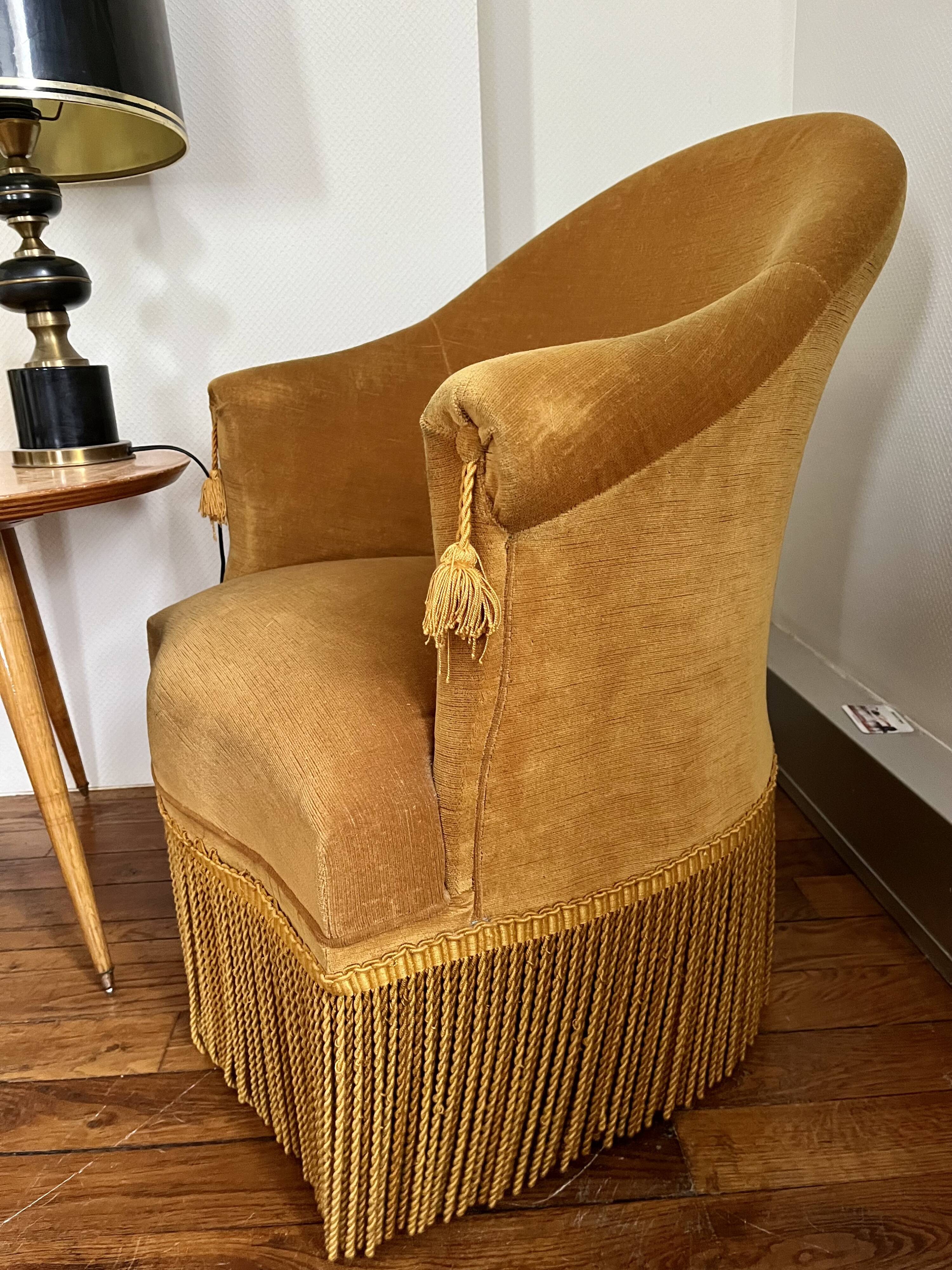 Vintage velvet Toad armchair