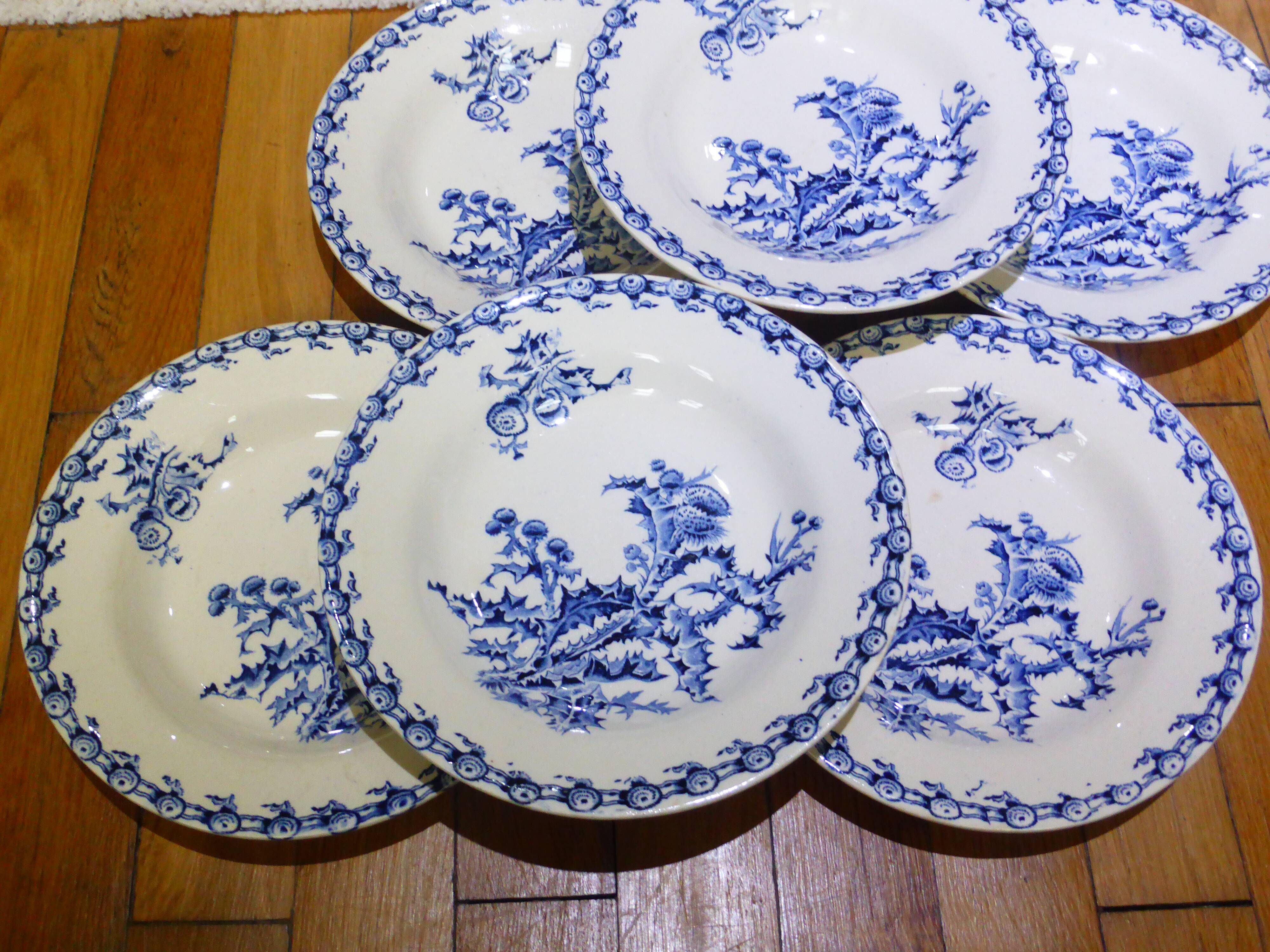 6 assiettes creuses Gien Chardons 260320