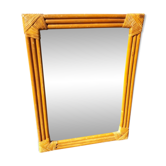 Rectangular mirror in rattan 56x41cm