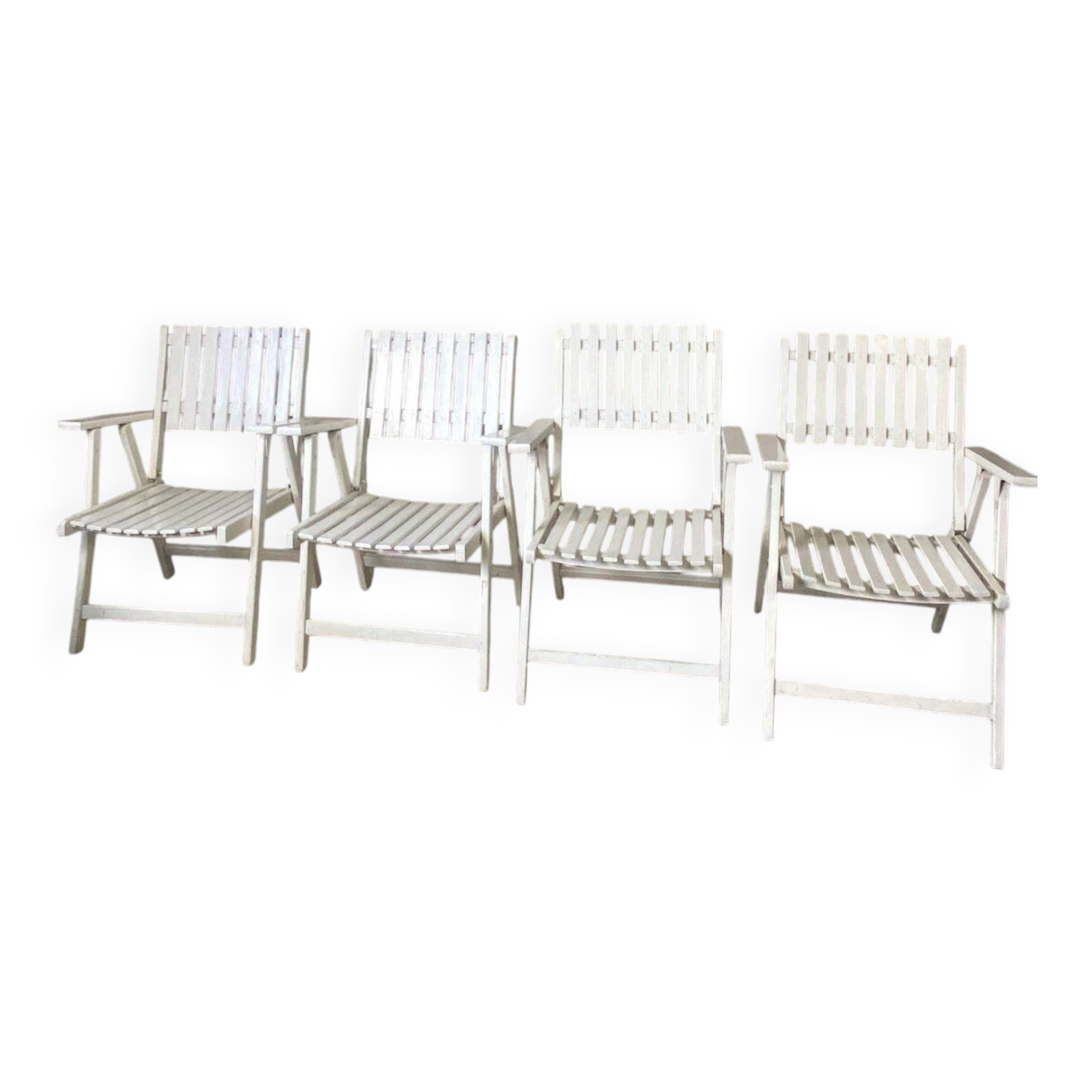 Ensemble de 4 fauteuils de jardin pliants vintage 1960's