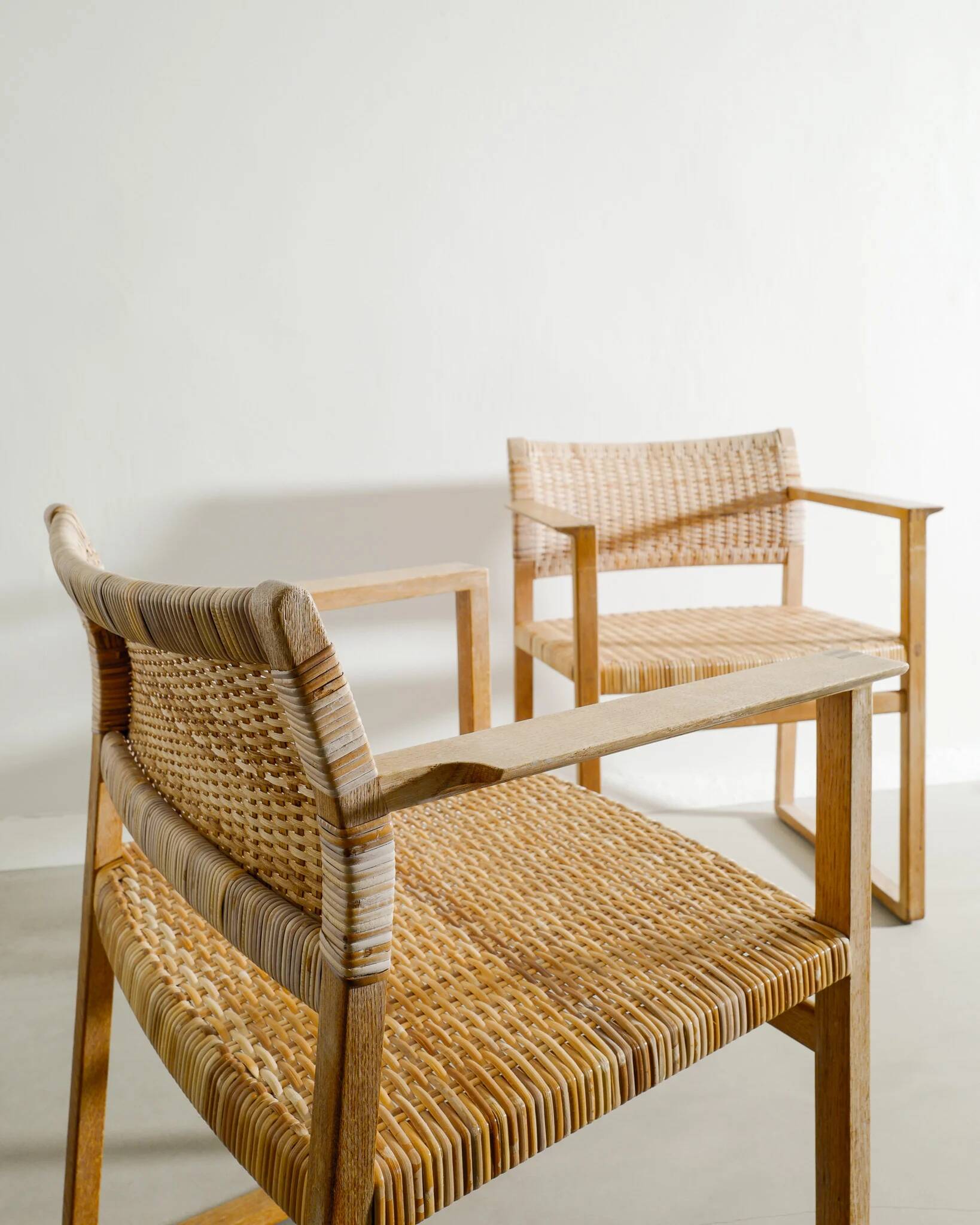 Pair of Vintage Danish Børge Mogensen BM-62 Wooden Armchairs, 1960s