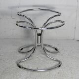 Table style Gastone Rinaldi, Italy, circa 1970. Chromed steel and smoked glass slab.