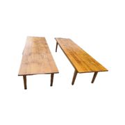 Duo table de ferme XXL 320 cm chêne pieds fuseaux