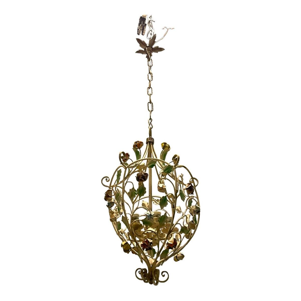 Italian Tole Flower Chandelier, 1960s