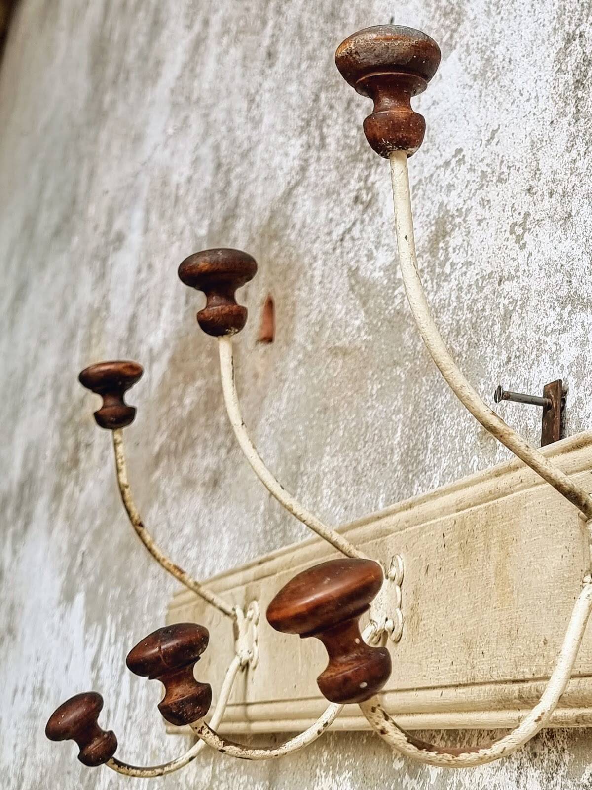 Antique wall coat rack 120 cm French