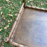 Wooden service turned on old wheels with bottle holder
