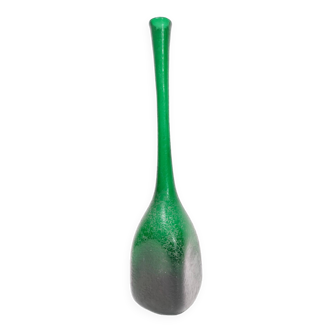 Vintage emerald green corroso murano glass vase by seguso, italy