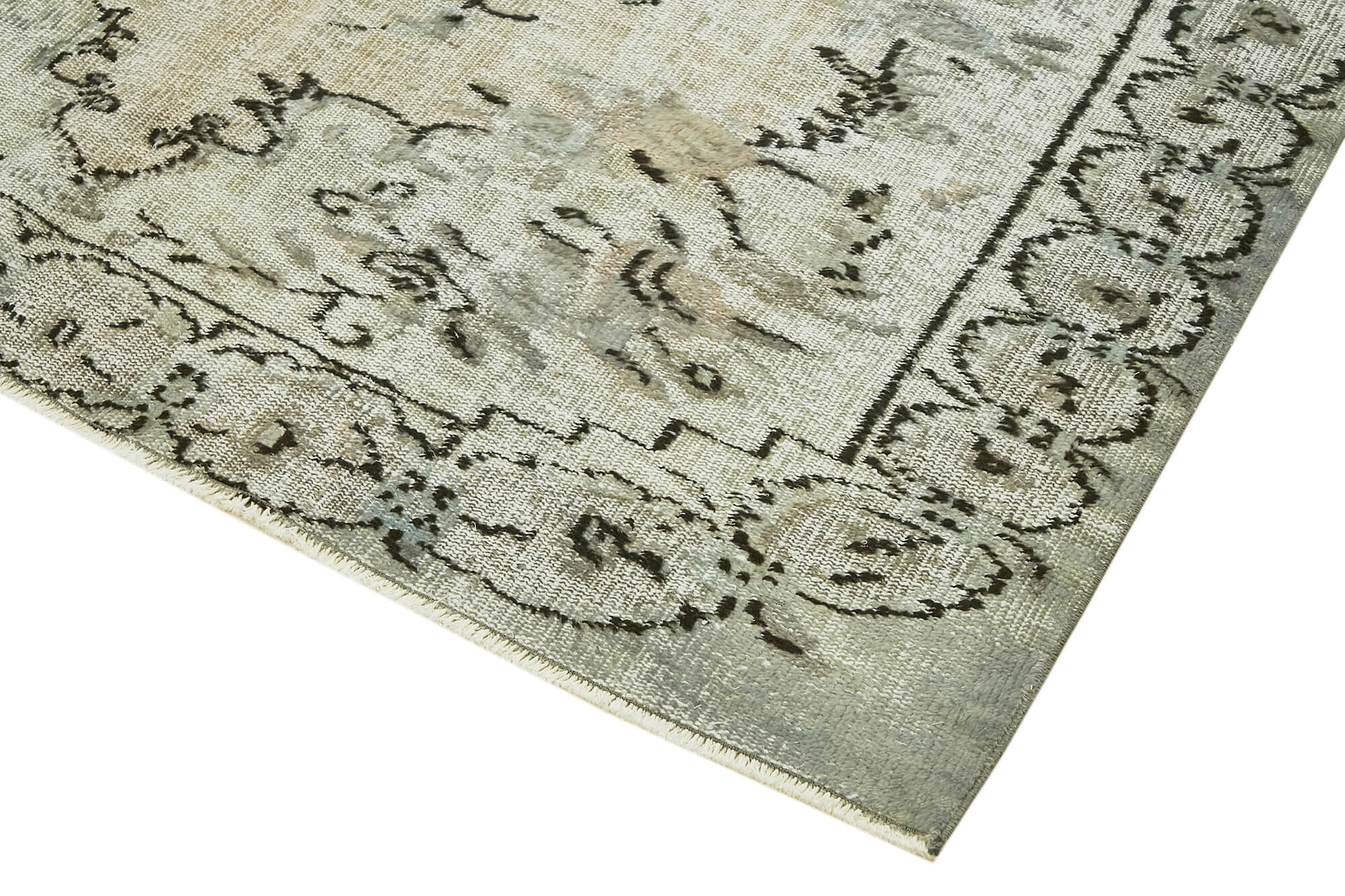 Handmade Distressed Oriental 1980s 184 cm x 283 cm Grey Rug