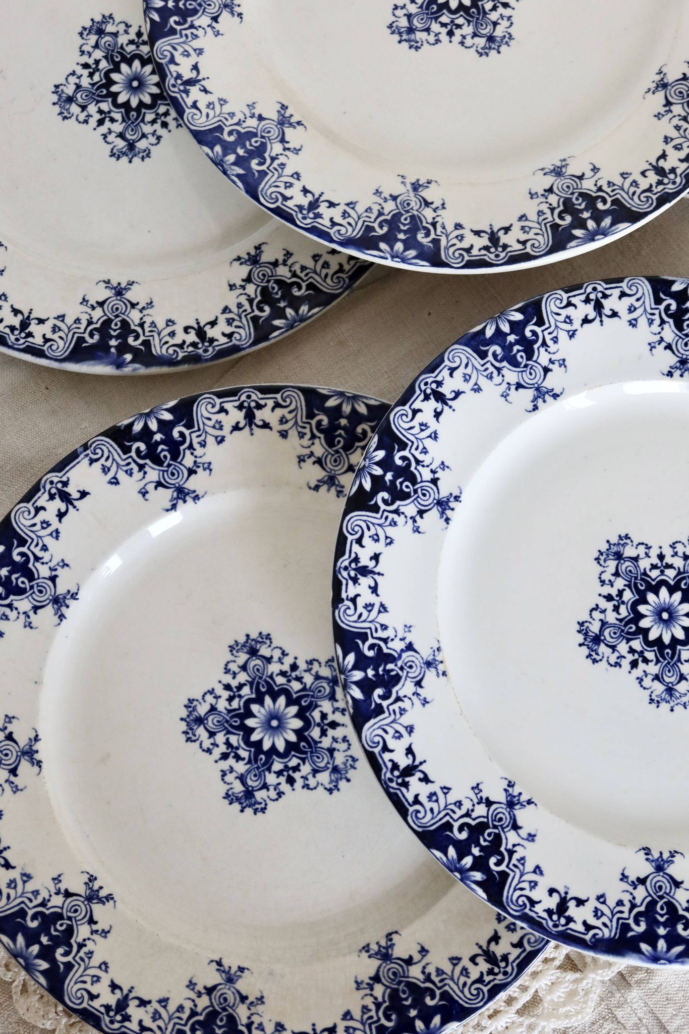 6 antique flat plates, Bordeaux (Jules Vieillard) and Longwy earthenware