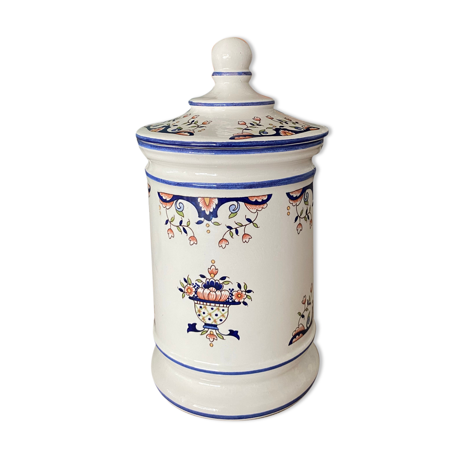 Pot apothicaire porcelaine décor floral