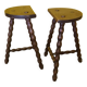 Set vintage french wooden peasant stools, from the 1970