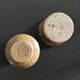 Set of 2 stoneware candle holders.