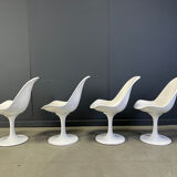 Vintage fiberglass space age tulip dining chairs, set of 4 - 1960s