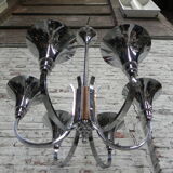 Art Deco hanging lamp with 6 chromed vials