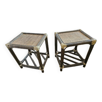 Pair of bamboo bedside tables 1980