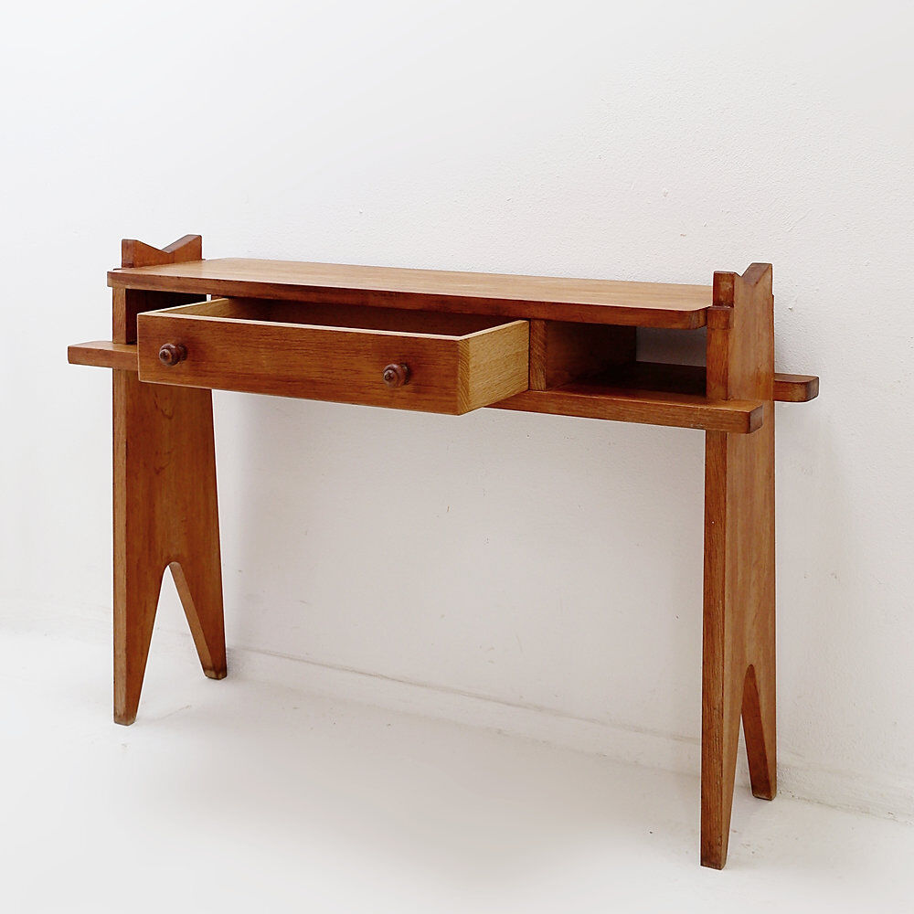 Oak console by Guillerme et Chambron, 1950s/60s.