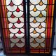 2 painted oak doors, stained glass interior