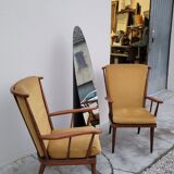 Vintage psyche mirror on foot 1980