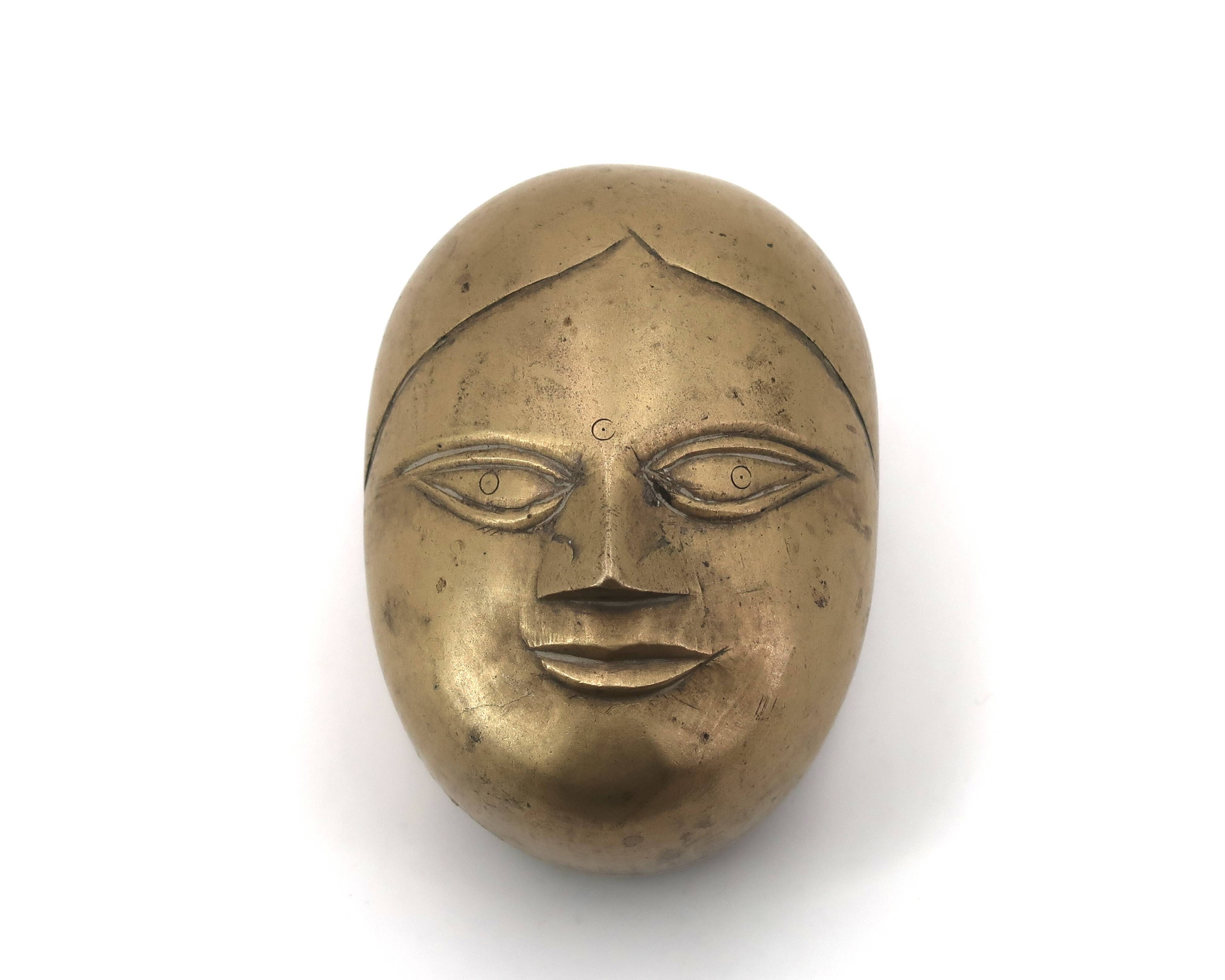 Brass catchall, face of an Indian woman, 1970s.