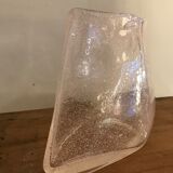 Trapezoidal vase in blown and bubbled glass