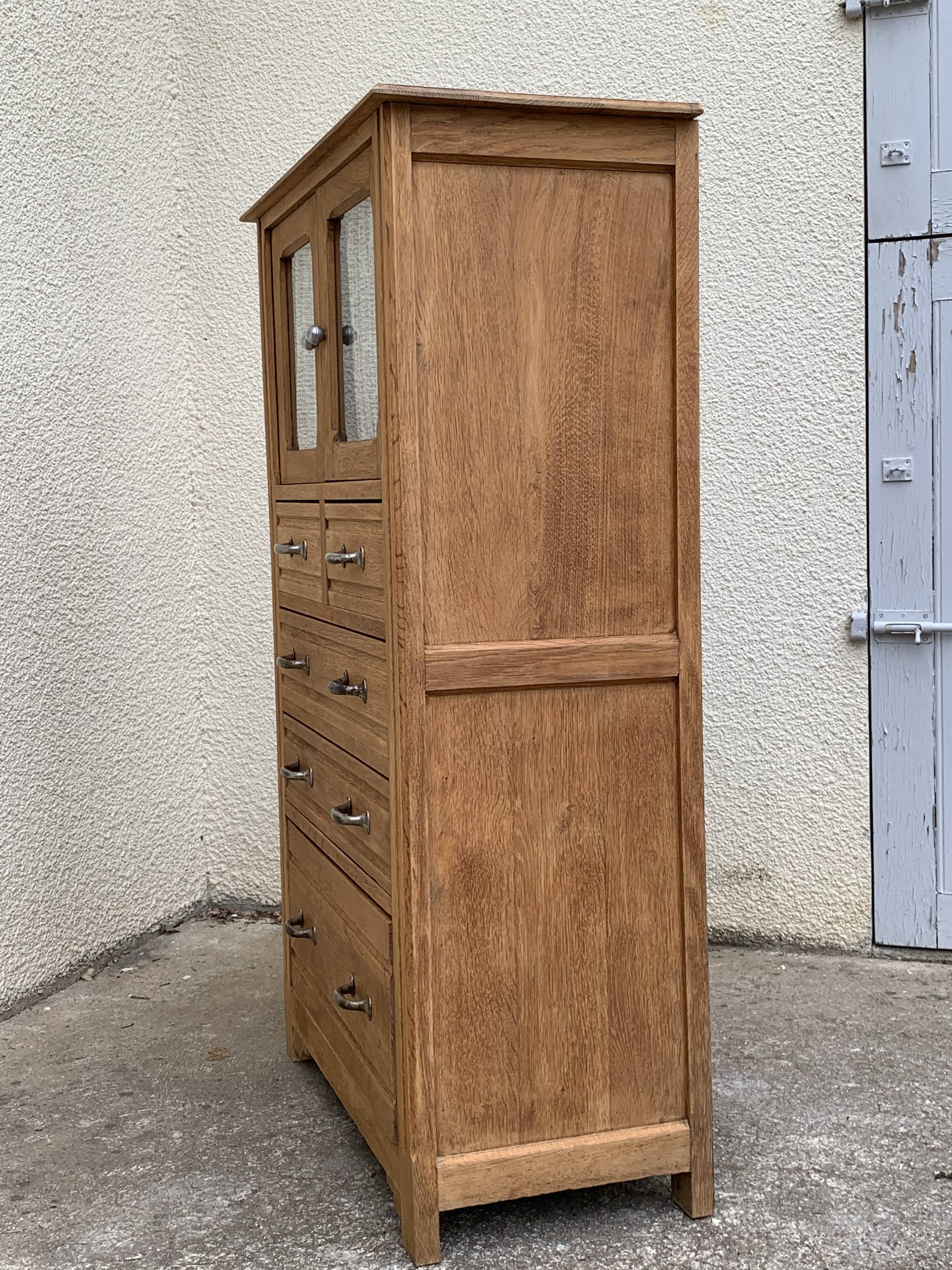 Buffet parisien vitré 1920 bois brut massif
