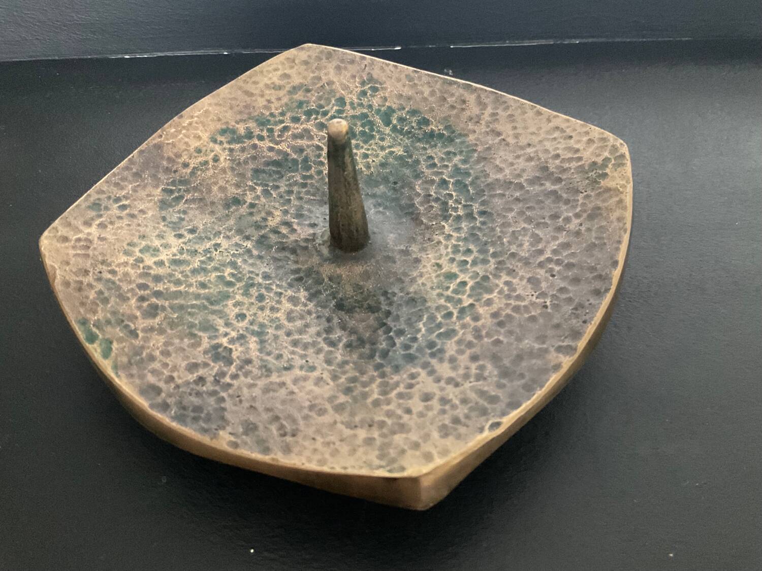 Brutalist bronze candle holder