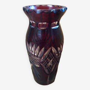 Vase en cristal taillé à décor géométrique, XXème