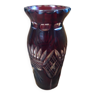 Cut crystal vase with geometric decoration, 20th century