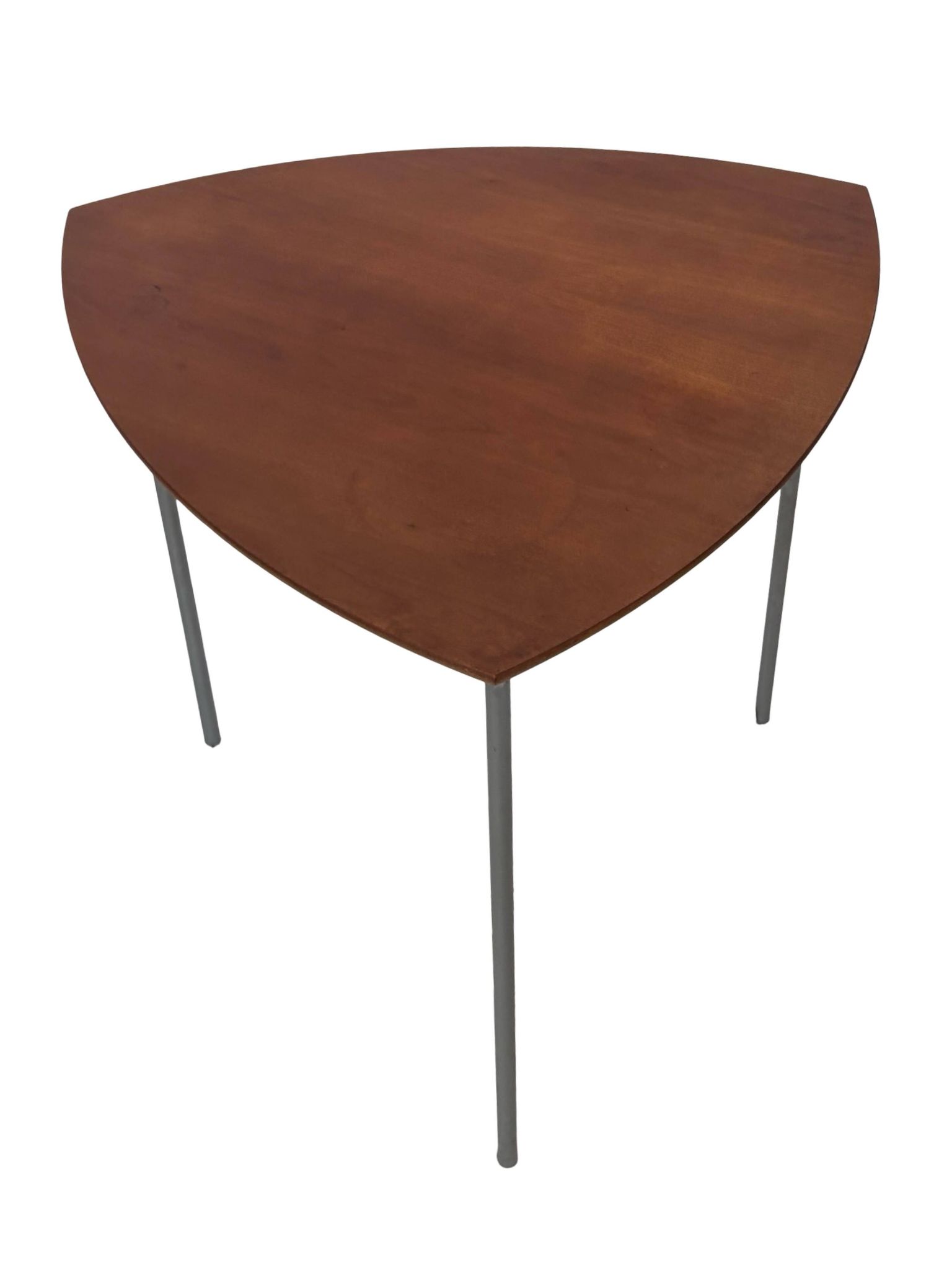 Vintage set of 3 wooden and metal side tables from the 1980s