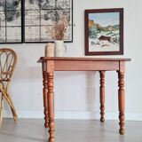 Solid wood desk table with turned legs