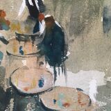 Aquarelle sur papier Arches Café parisien