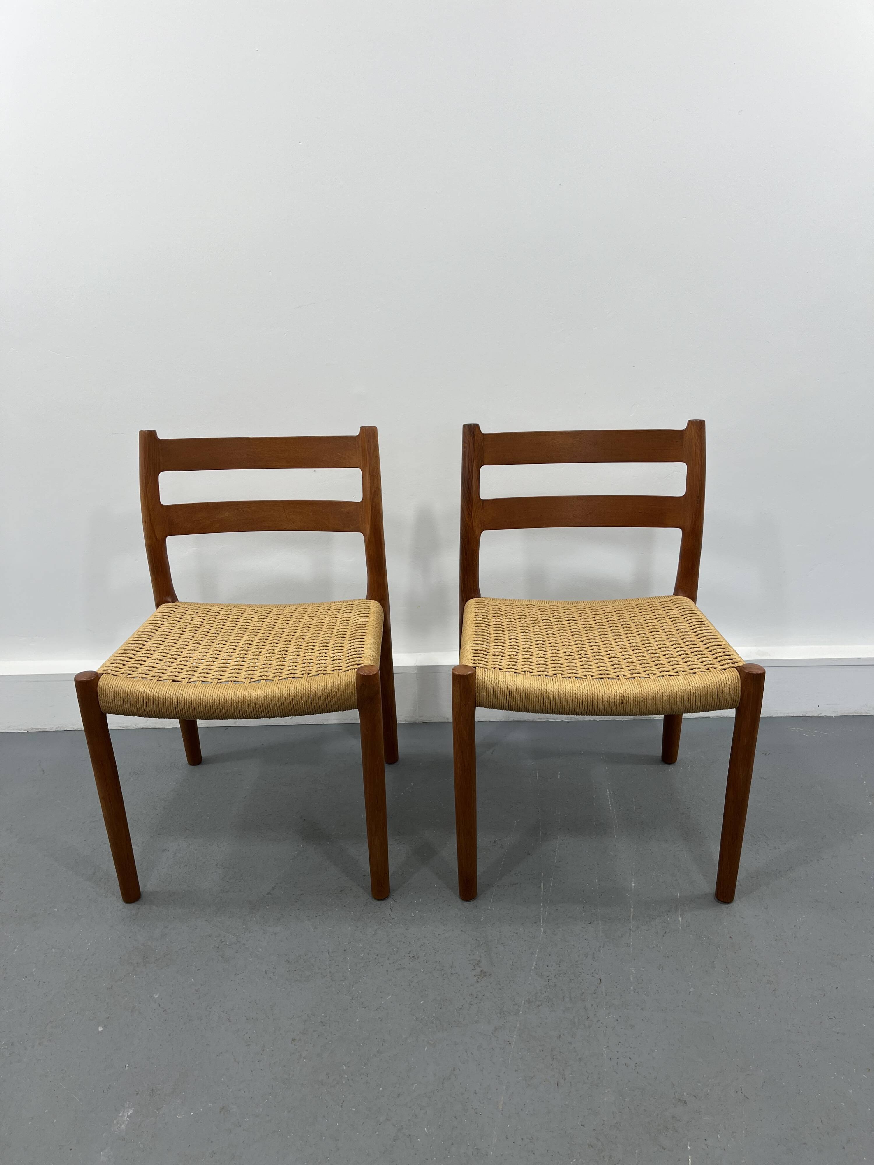 2 Danish Mid-Century Teak Dining Chairs #84 by Niels O. Møller for J. L. Moller