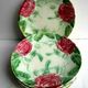 6 Plates dessert in Art Deco barbotine The ROSES of Onnaing, brand with bugle