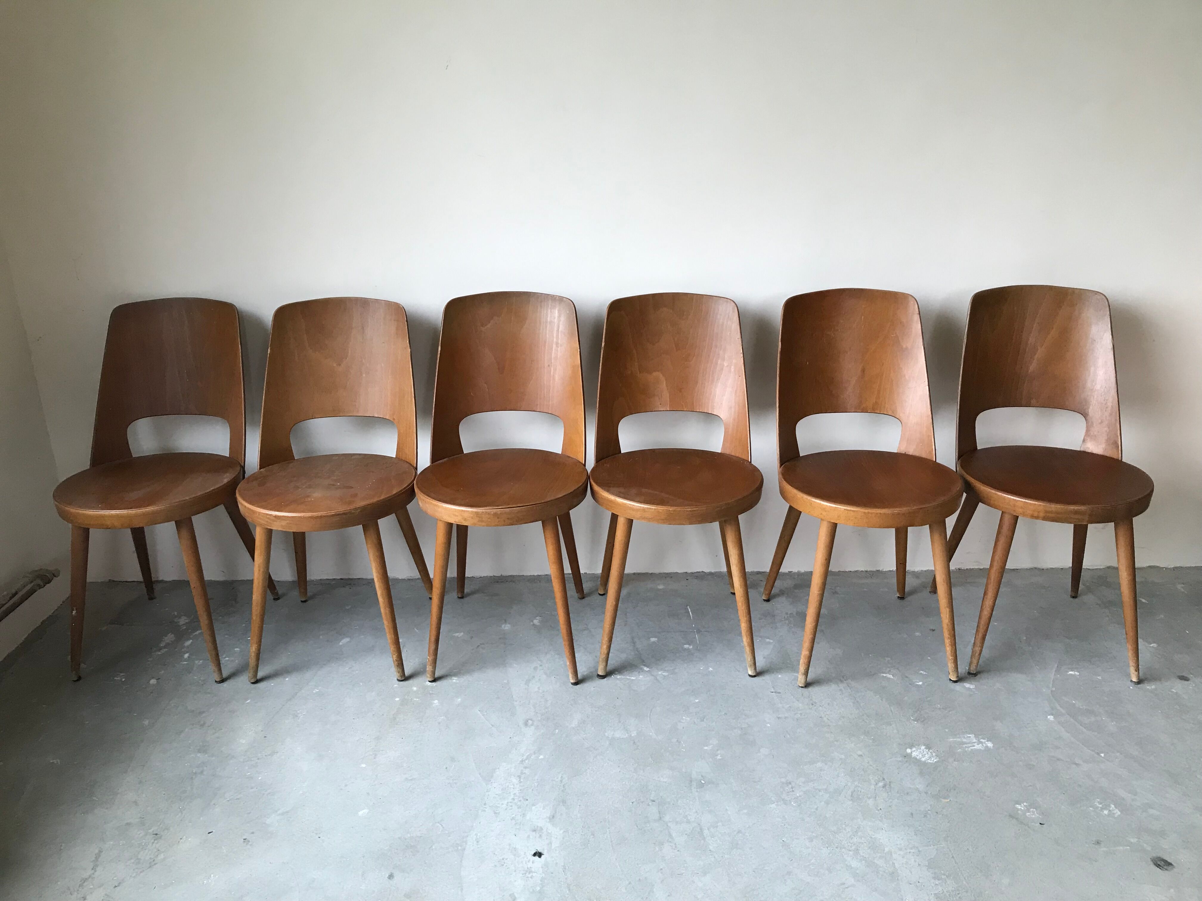 Suite of 6 chairs bistro Baumann, circa 1950.