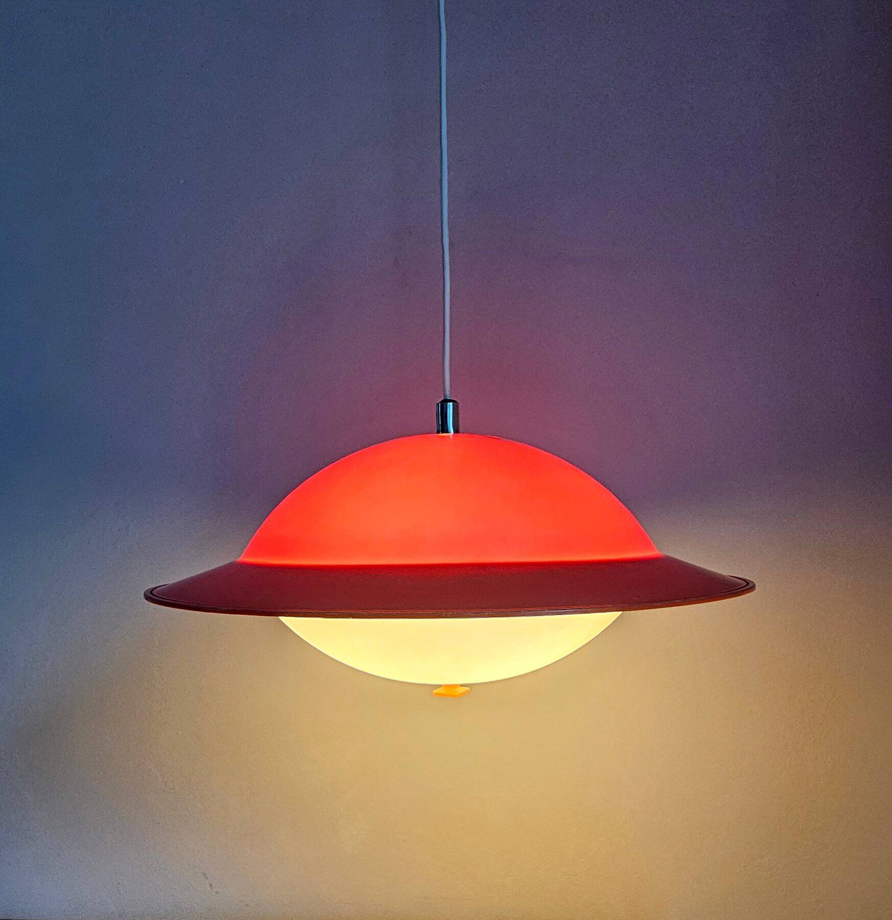 Vintage Two-Tone Pendant Lamp • UFO • Space Age • 1960