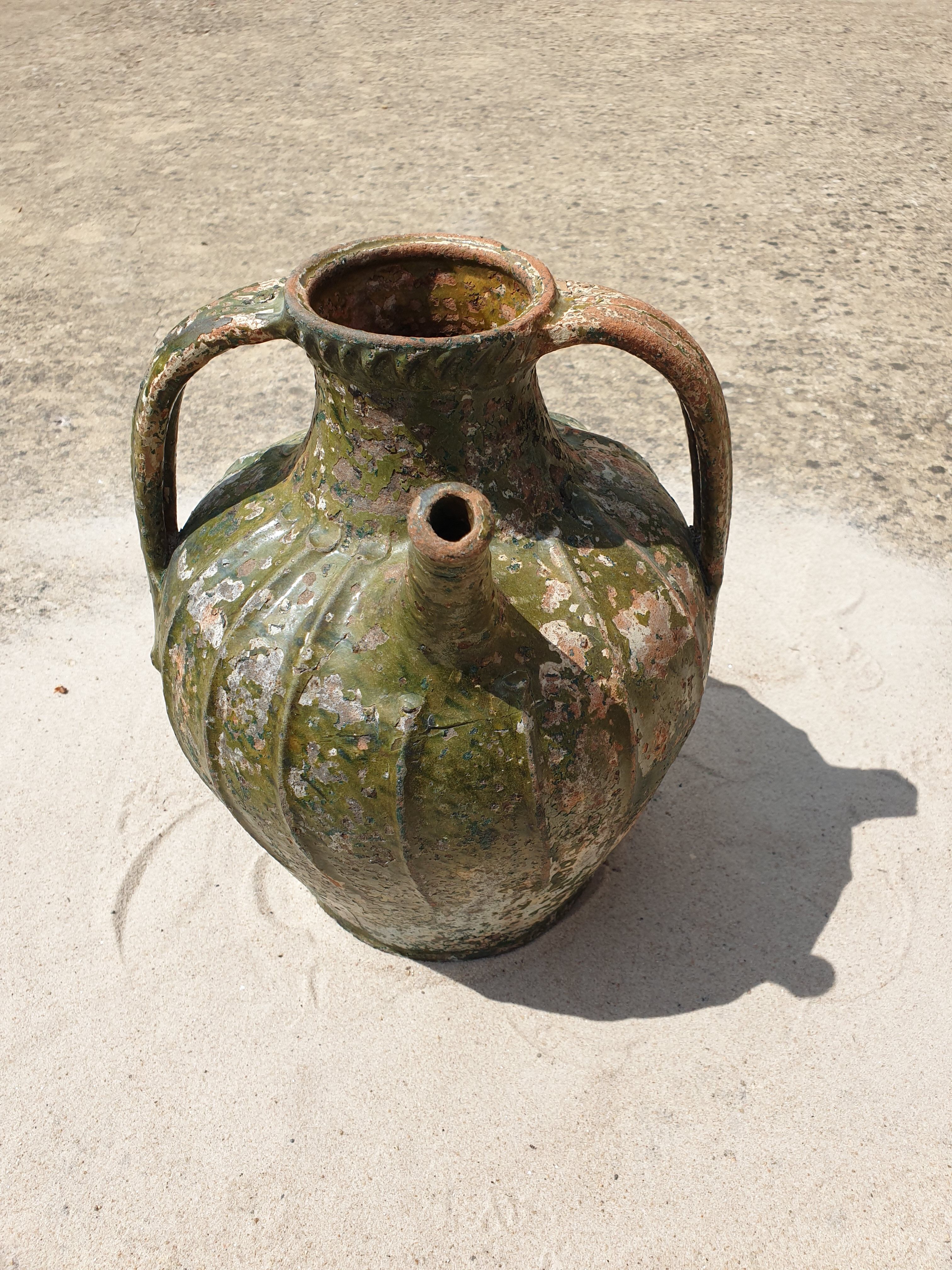 Dig jug pottery vase ancient terracotta green