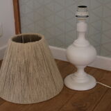 White wood lamp with rope shade
