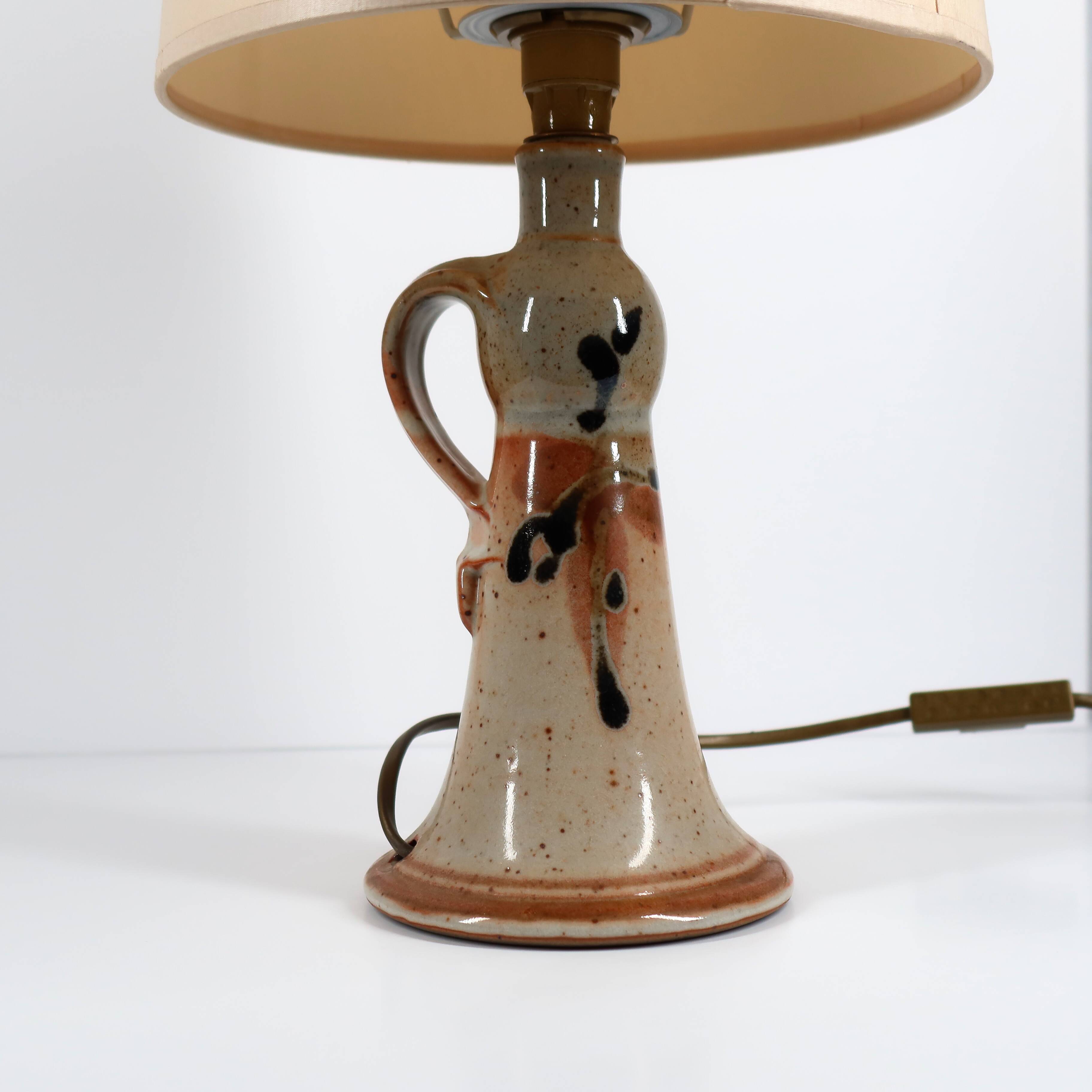Handcrafted sandstone lamp signed Blanot, circa 1970