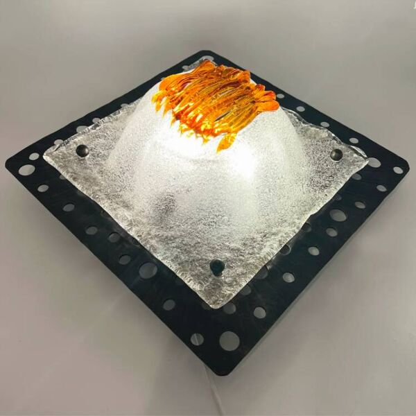 Applique (XXL) en fer forgé et verre de Murano pour Mazzega