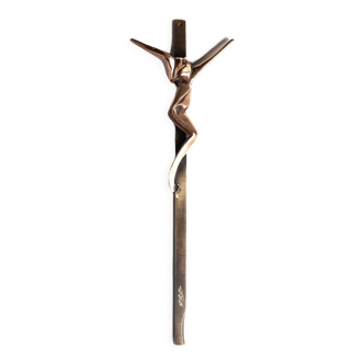 Modernist bronze crucifix by Richard Richese, 70s