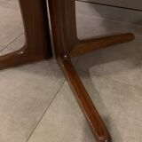 Table scandinave ronde vintage à pied central étoile extensible Baumann