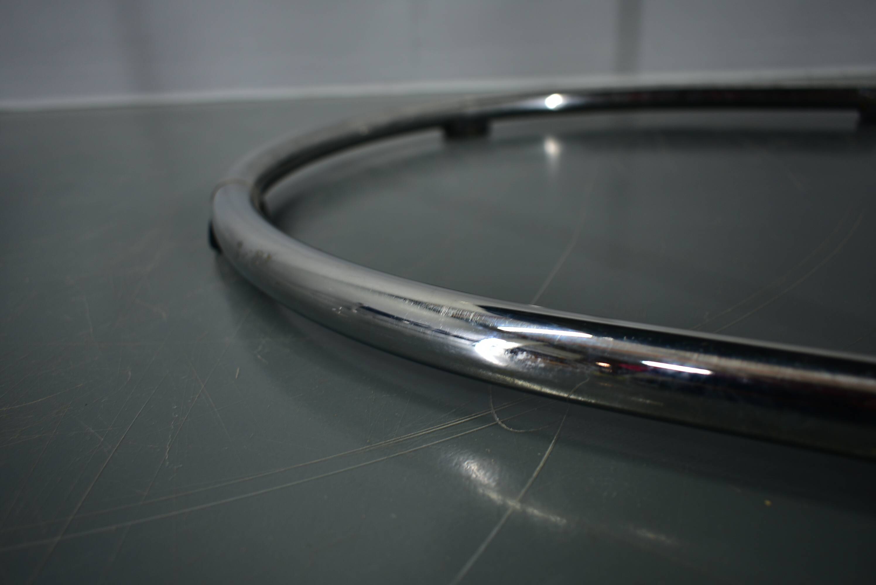 Anton Lorenz for Thonet "Ss33" Set of 4 chrome Armchairs in blue fabric , 1970s