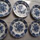 6 Plates dessert service Ridgway Windsor Staffordshire blue décor