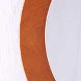 Vintage Large Round light wooden Wall Mirror, 1960s