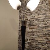 Lampe vintage noir et opaline en verre soufflé
