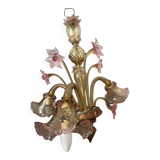 Lustre en verre de Murano fleurs vénitien, circa 1950/1970 rose jaune