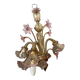 Murano glass chandelier Venetian flowers, circa 1950/1970 pink yellow