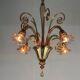 Venetian chandelier in gilded Murano glass, 4 light arms, circa 1940