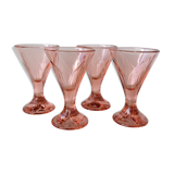 Coupes à glace de bistrot en verre rose - vintage