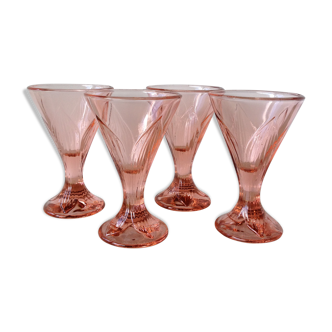 Coupes à glace de bistrot en verre rose - vintage